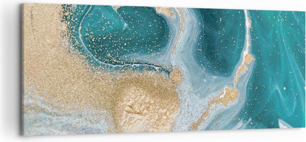 Bild auf Leinwand - Leinwandbild - Einteilig - Golden Türkis Hintergrund - 120x50cm - Wand Bild - Wanddeko - Wandbilder - Leinwanddruck - Bilder -...