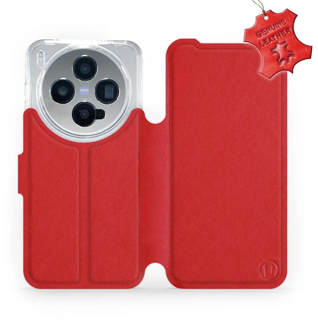 Echtleder Handyhülle für Vivo X300, Mobiwear Leather, Rot