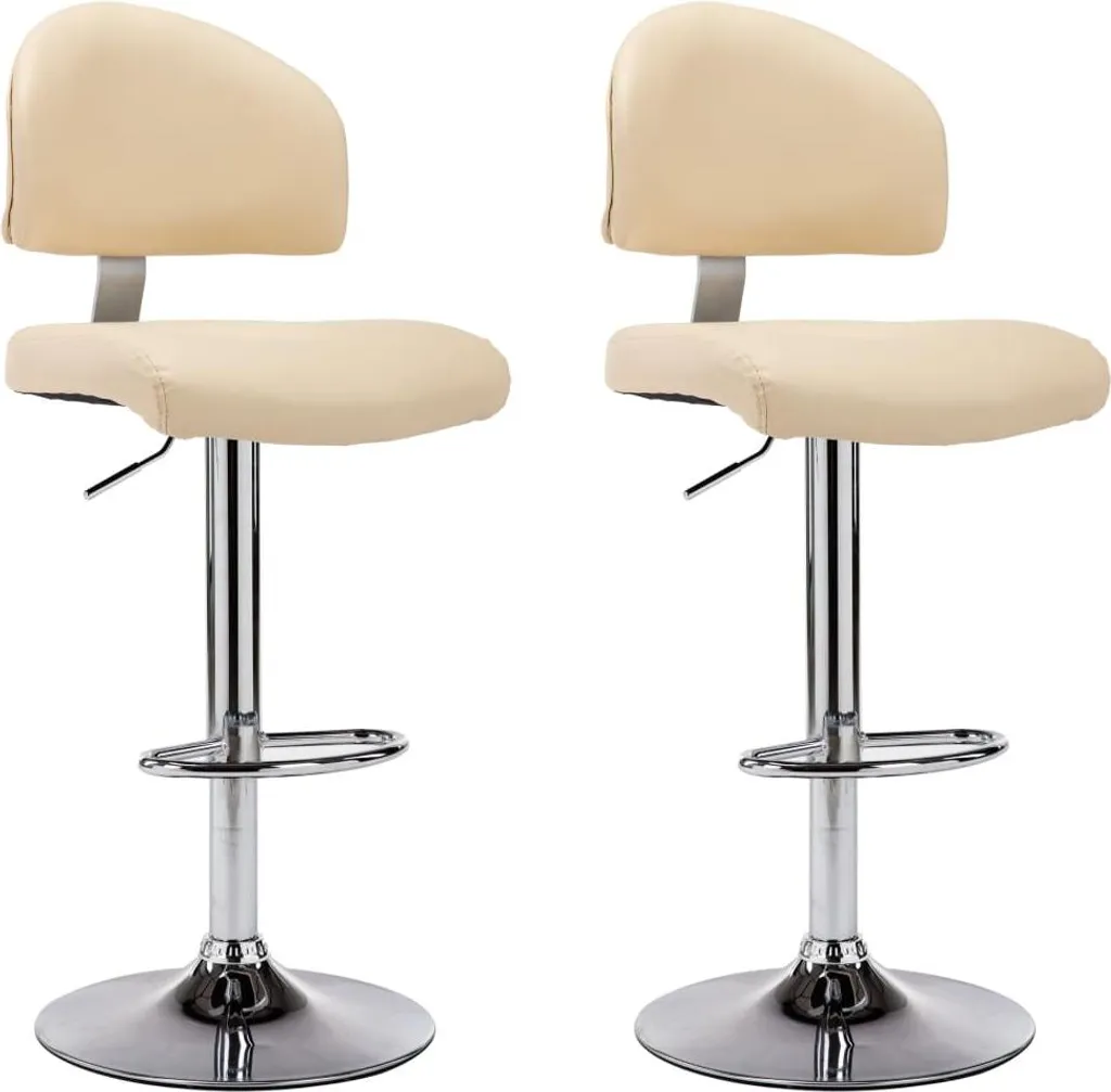 Sgabello da bar 2 pezzi. Similcuoio bianco crema