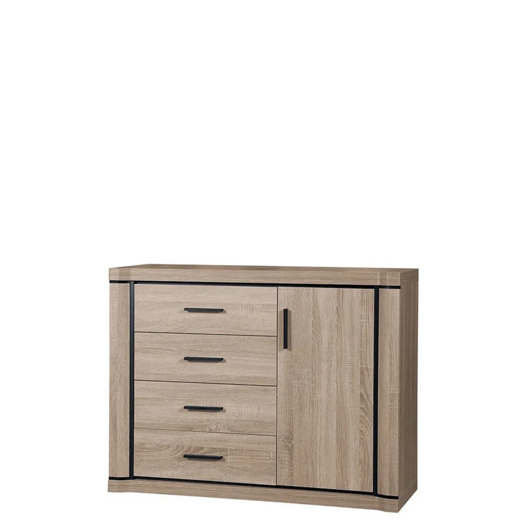 Commode combinée ARIKA en chêne sonoma 117 cm pour chambre moderne