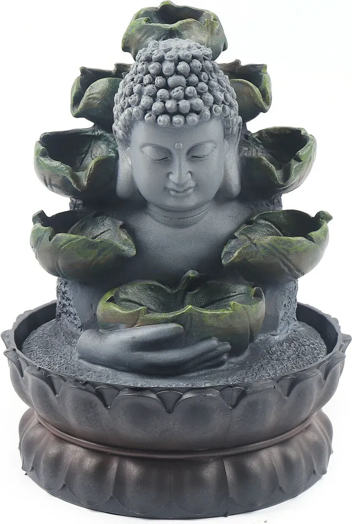 Fontaine Bouddha LED 4 couleurs en résine zen - Décoration Feng Shui