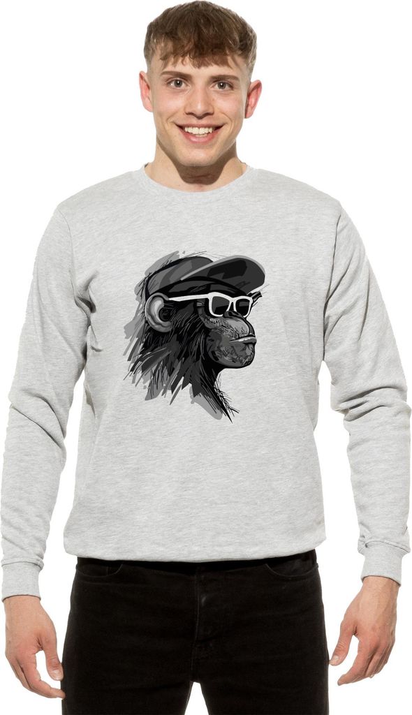 Cotton Prime Sweatshirt Affe Cool Monkey mit Brille M Grau-Melange