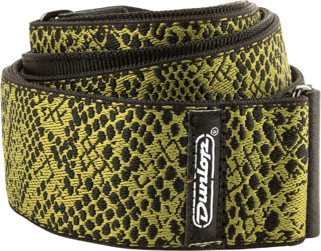 Sangle Guitare Confortable Dunlop Serpentine Green - Motif Serpent Vert