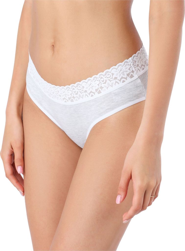 Bellivalini Damen Unterwäsche Unterhose aus Baumwolle Slip mit Spitze BLV50-191 (Grau, M )