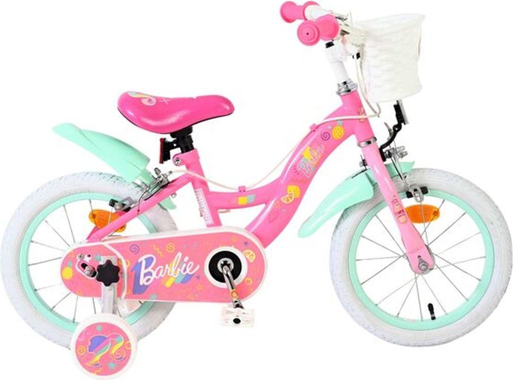 Barbie Kinderfahrrad - Mädchen - 14 Zoll - Rosa - Zwei Handbremsen