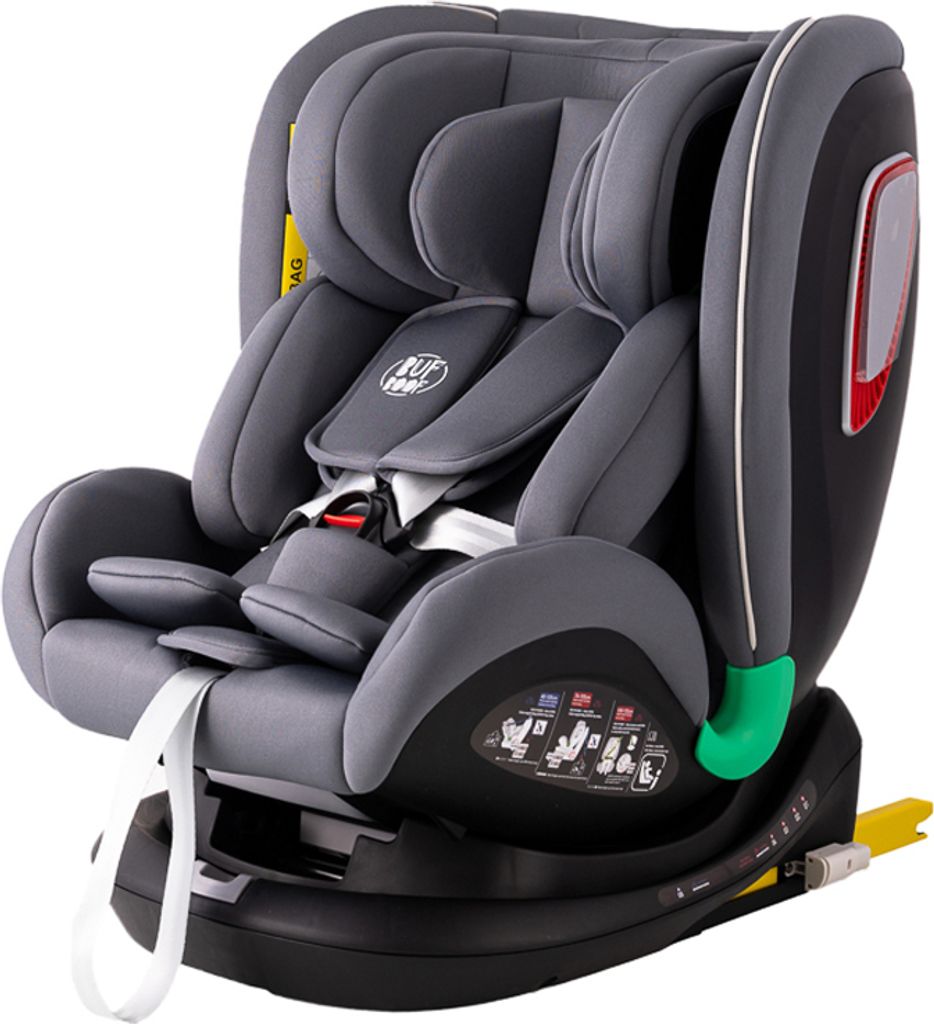 Platinum DELUXE i-Size Kindersitz mit 360 Grad drehbarem Isofix-System-BUF BOOF 0, 36 kg Top Tether 40-150 cm SimpleGrey