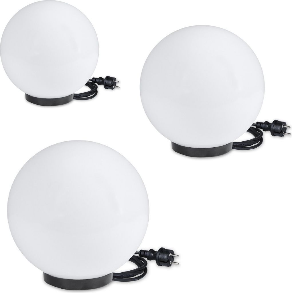 Kugelleuchten 3er Set 30/40/50cm weiß E27 inkl.3m Produktbild 1