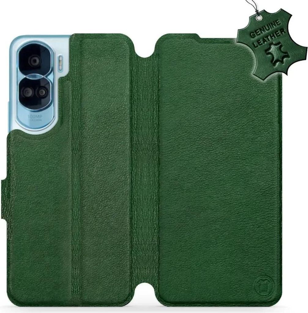 Echtleder Handyhülle für Honor 90 Lite, Mobiwear Leather, Grün