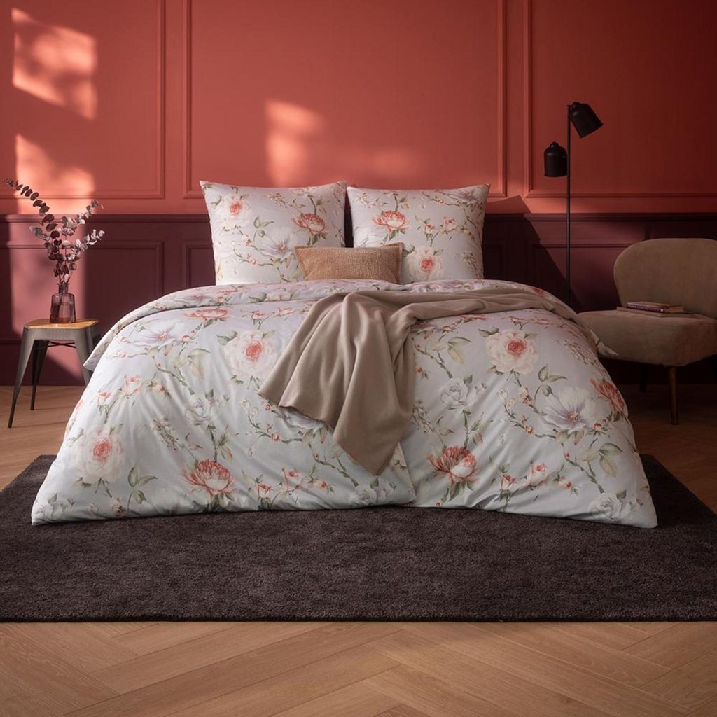 Estella Mako Jersey Bettwäsche 155x220 Penelope rosa Rosen Blüten 6943-400