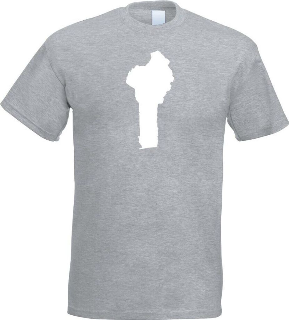 Kiwistar - T-Shirt - Graumeliert - Benin Umriss Kontur Herren Funshirt Bedruckt Design Sprüche Spruch Motive - mit Motiv Bedruckt - Funshirt Desig...