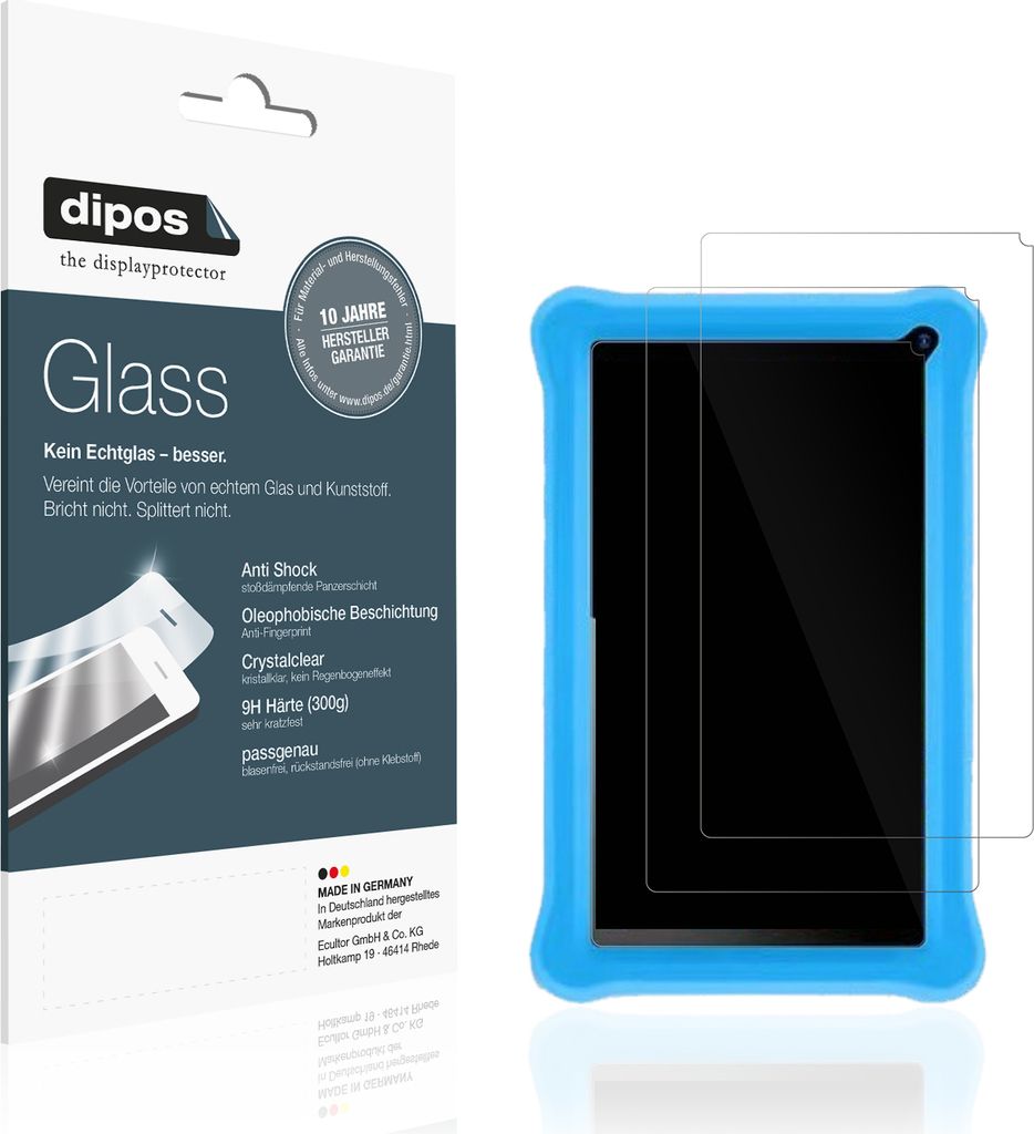 2x Schutzfolie für Sumtab Kinder Tab 7 Zoll - Anti-Shock 9H Folie dipos Glass Kunststoffglas