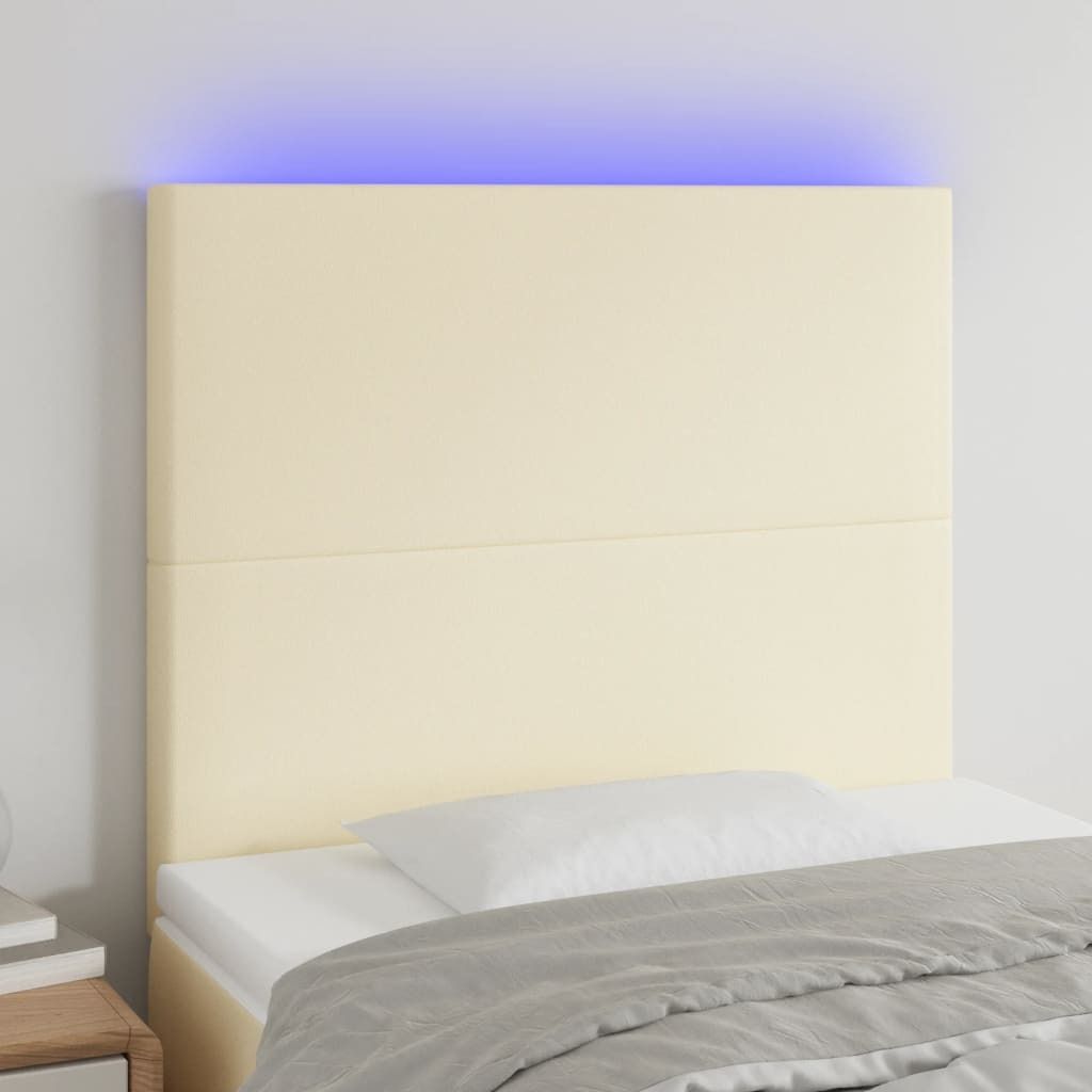 The Living Store LED Kopfteil Creme 100x5x118/128 cm Kunstleder