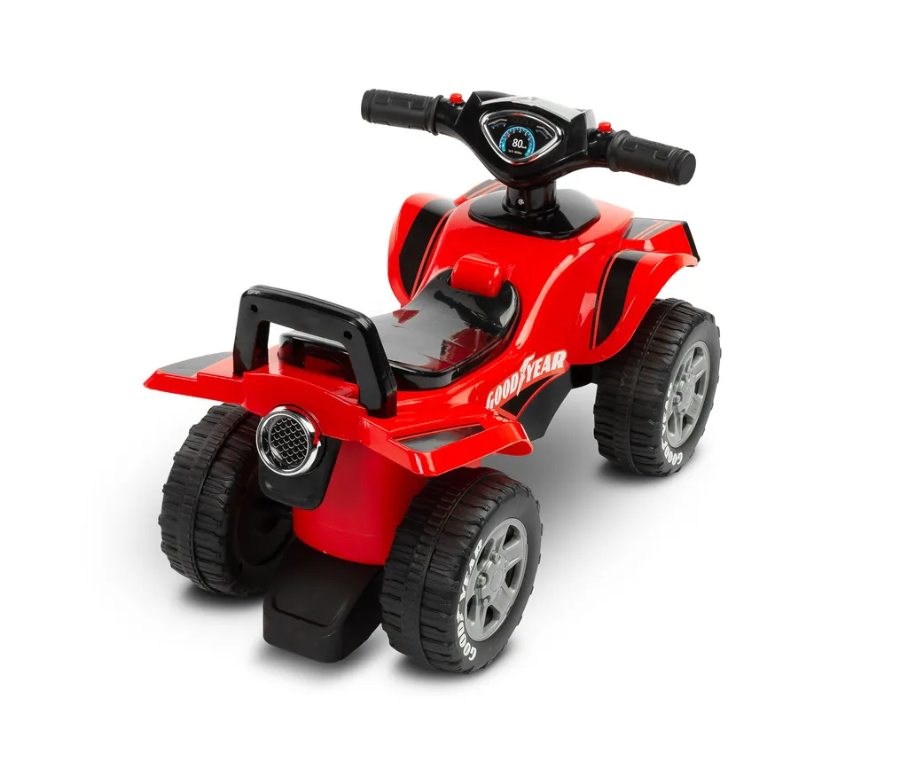 TOYZ Goodyear Quad Rider – Véhicule à Volant Avec Sons, Coffre Sous Siège, Pour Enfants 12-36 Mois, Rouge