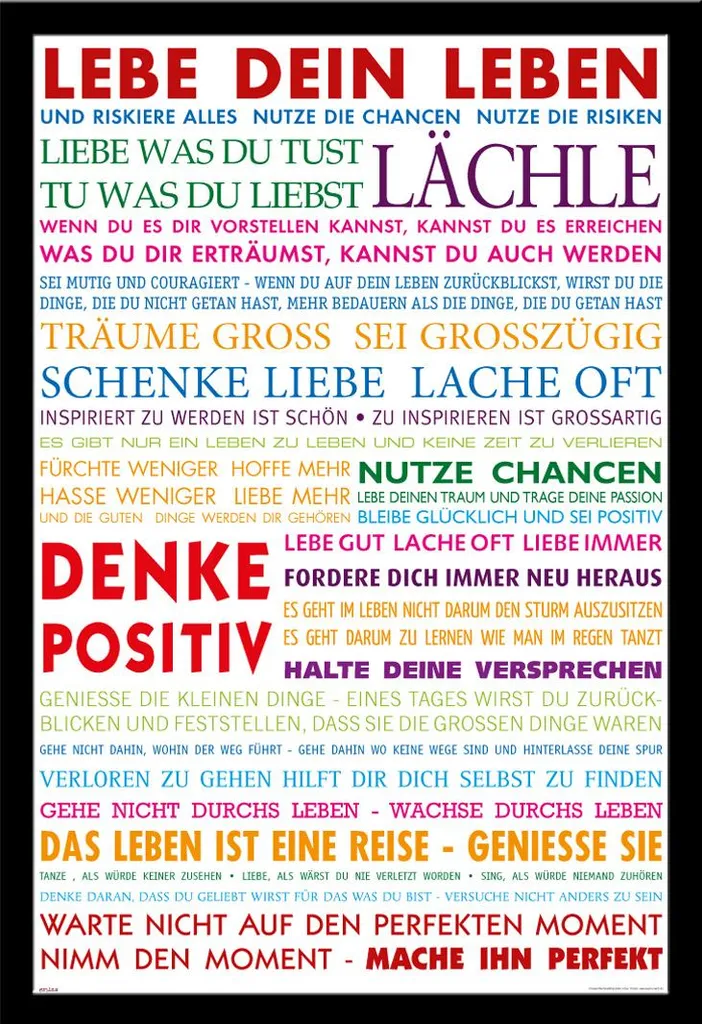 Affiche Motivationnelle Vis ta vie Coloré Shinsuke Cadre MDF Noir 61x91cm