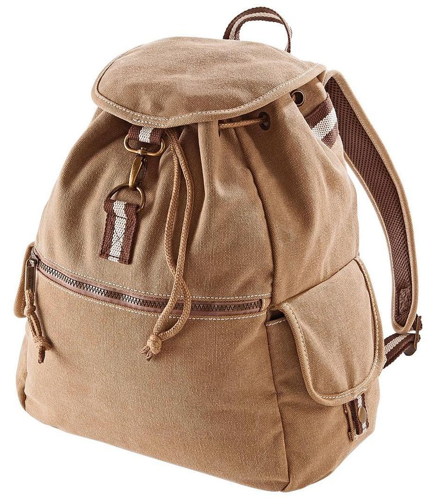 Quadra Vintage Segeltuch Rucksack - 18 Liter FK495 (Einheitsgröße) (Sahara)