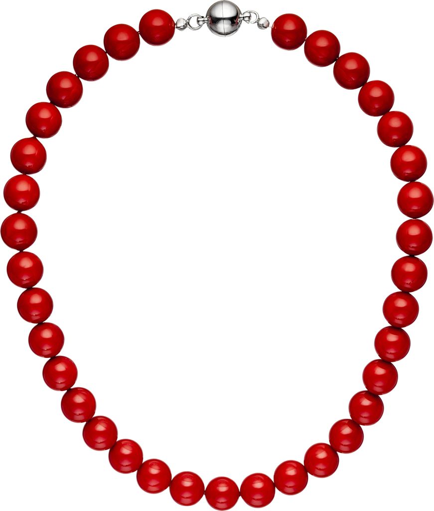 Halskette Kette Muschelkern Perlen rot 45 cm Perlenkette Produktbild 