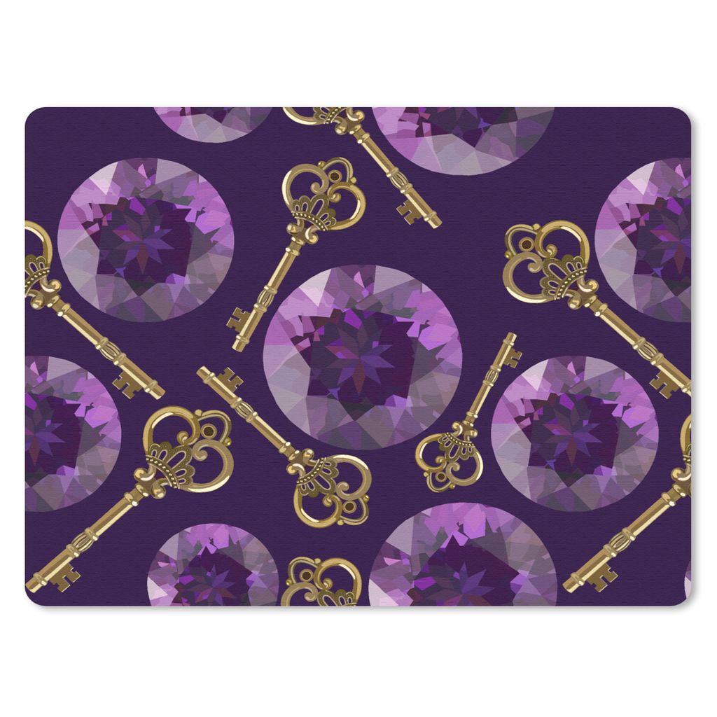 MuchoWow Mauspad Mousepad Edelstein - Muster - Gold - Schlüssel 40x30 cm - Mousepads - Maus Mat - Pad - Mausunterlage - Anti Rutsch