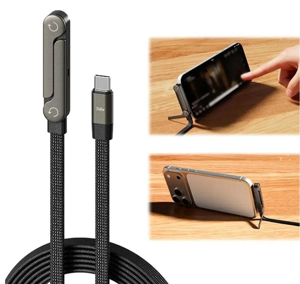 2 Stück 240 W Schnellladekabel für faltbare Handyhalterung Datenkabel Schnellladekabel Handy Tablet Faltbare Halterung 2-in-1