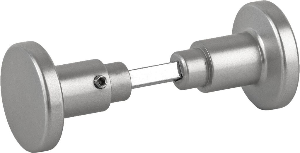 A silver-colored door handle mechanism is shown against a white background.