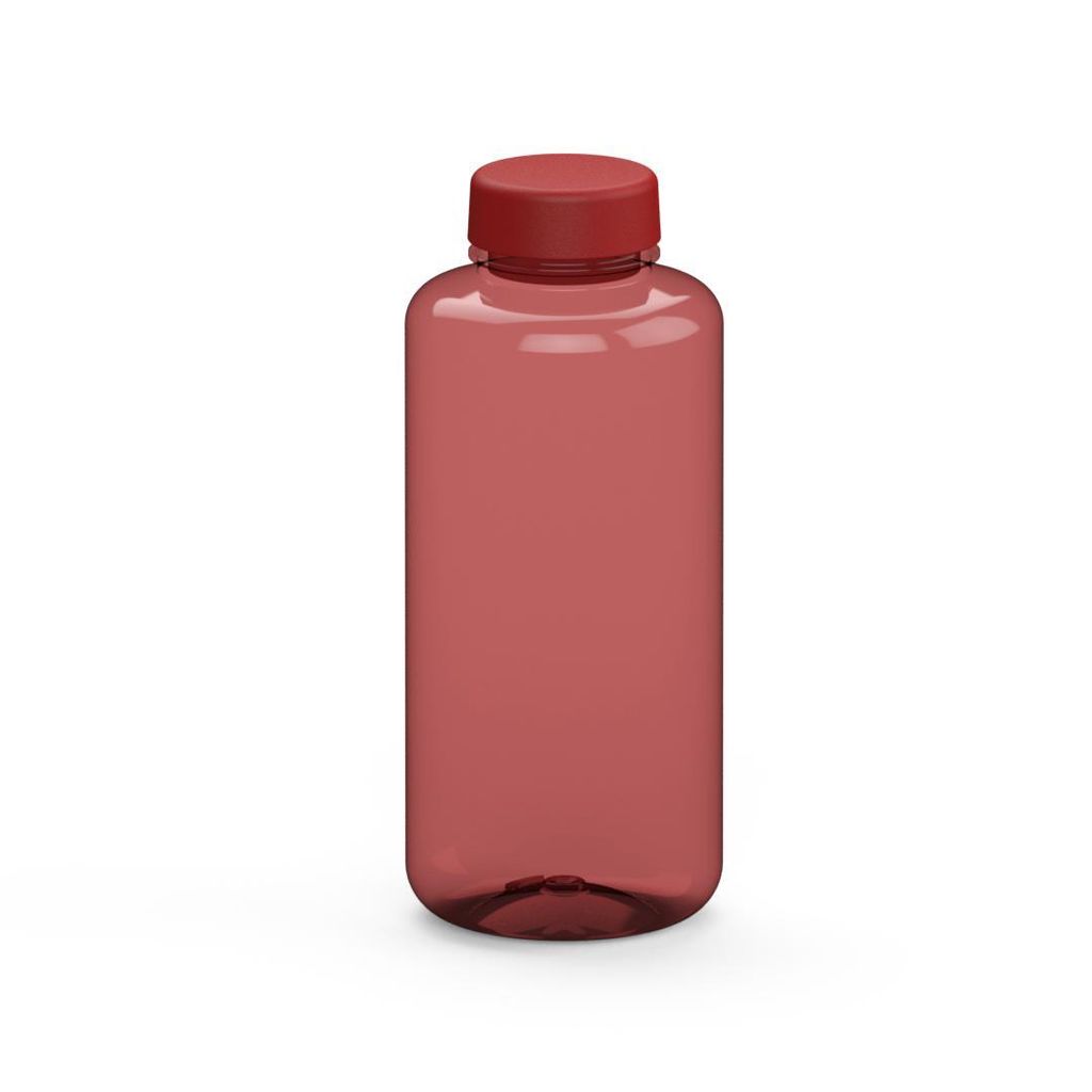 Trinkflasche "Refresh" 1,0 l - Robuste Flasche für den täglichen Gebrauch für Kinder und Erwachsene - transluzent-rot/rot