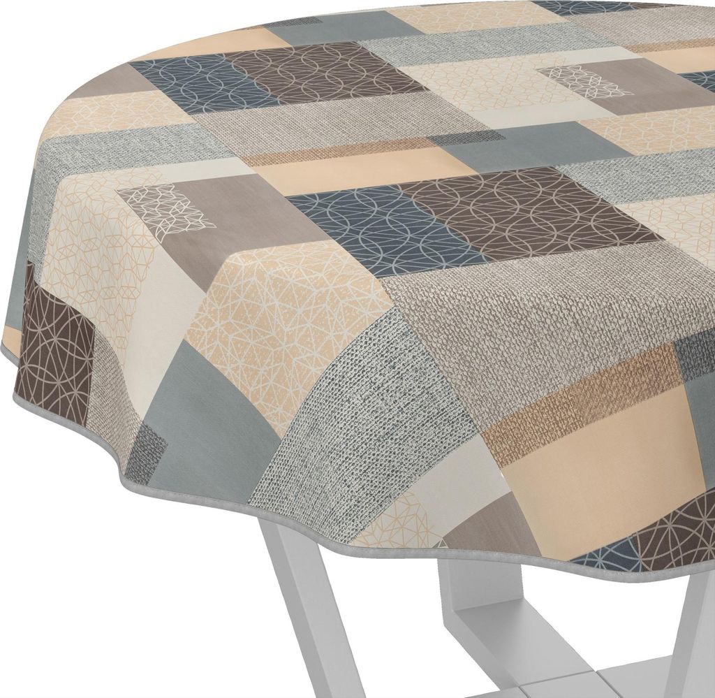 Tischdecke Patchwork Mirka Mehrfarbig Rund 120cm mit Band-Kante Wachstuch abwaschbar
