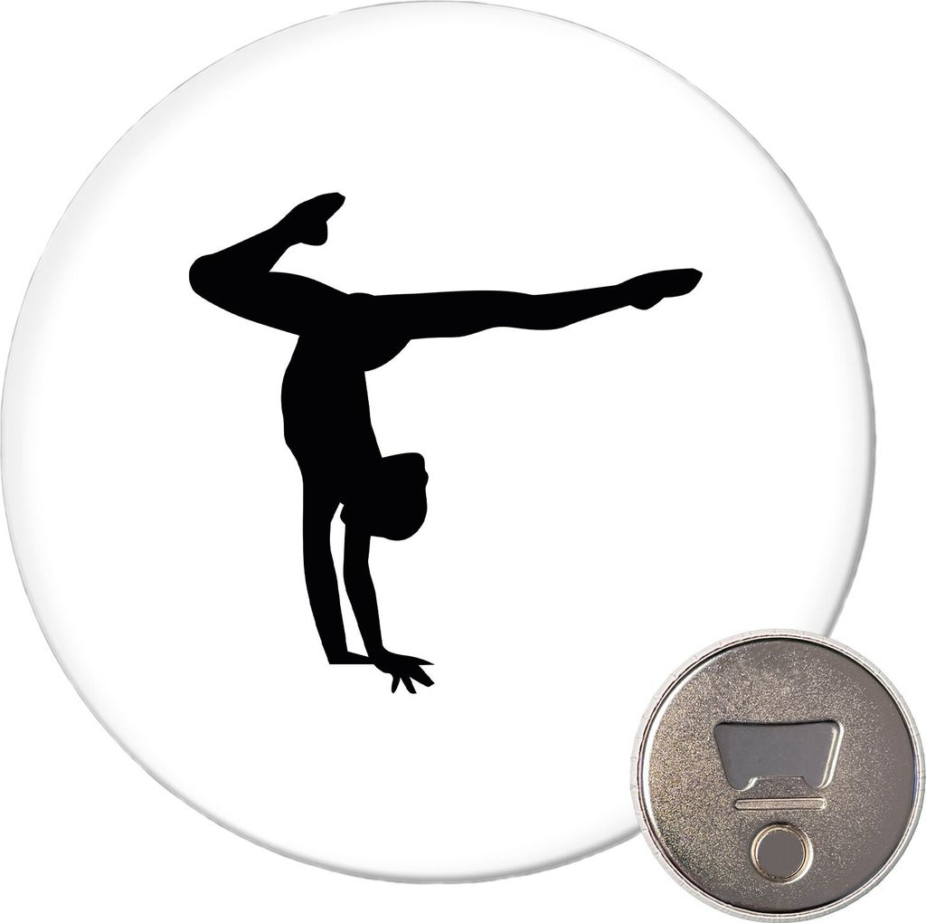 Huuraa Magnet Turnen Gymnastik 59mm Kühlschrankmagnet rund Flaschenöffner Geschenkidee