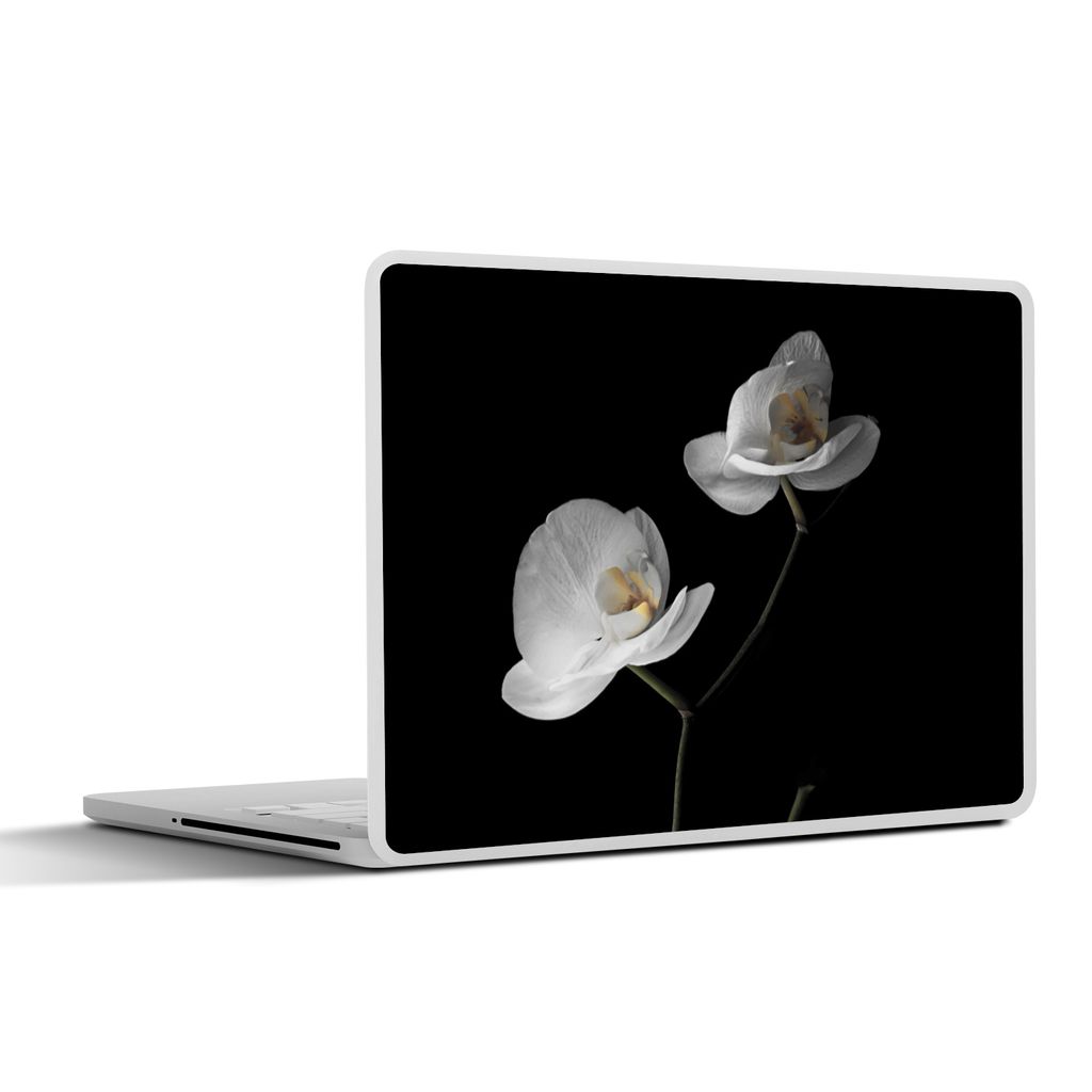 MuchoWow Laptop Aufkleber Sticker Cover Orchidee - Blumen - Schwarz - Weiß - Stilleben 32.5x23.5 cm - Sticker für Laptop - Selbstklebend