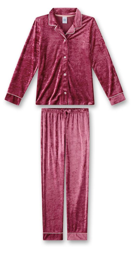 Sanetta Mädchen-Pyjama lang rosa aus Samt 128