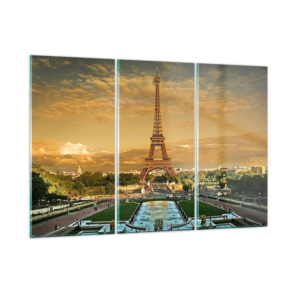 Bilder auf glas - Eiffelturm Frankreich Paris - 105x70cm - Glasbilder - Wandbilder - Kunstdruck - zum Aufhängen bereit - Wanddekoration aus Glas -...