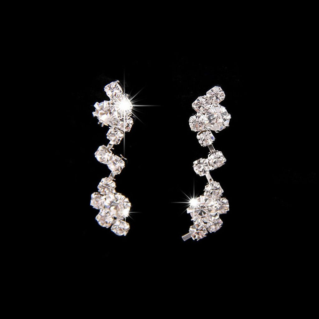 Parure de bijoux argenté collier boucles d'oreilles cristal mariage
