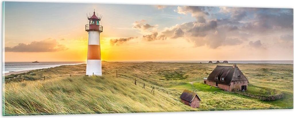 Bilder auf glas - Leuchtturm Meer - 90x30cm - Glasbilder - Wandbilder - Kunstdruck - zum Aufhängen bereit - Wanddekoration aus Glas - Glas Bilder ...
