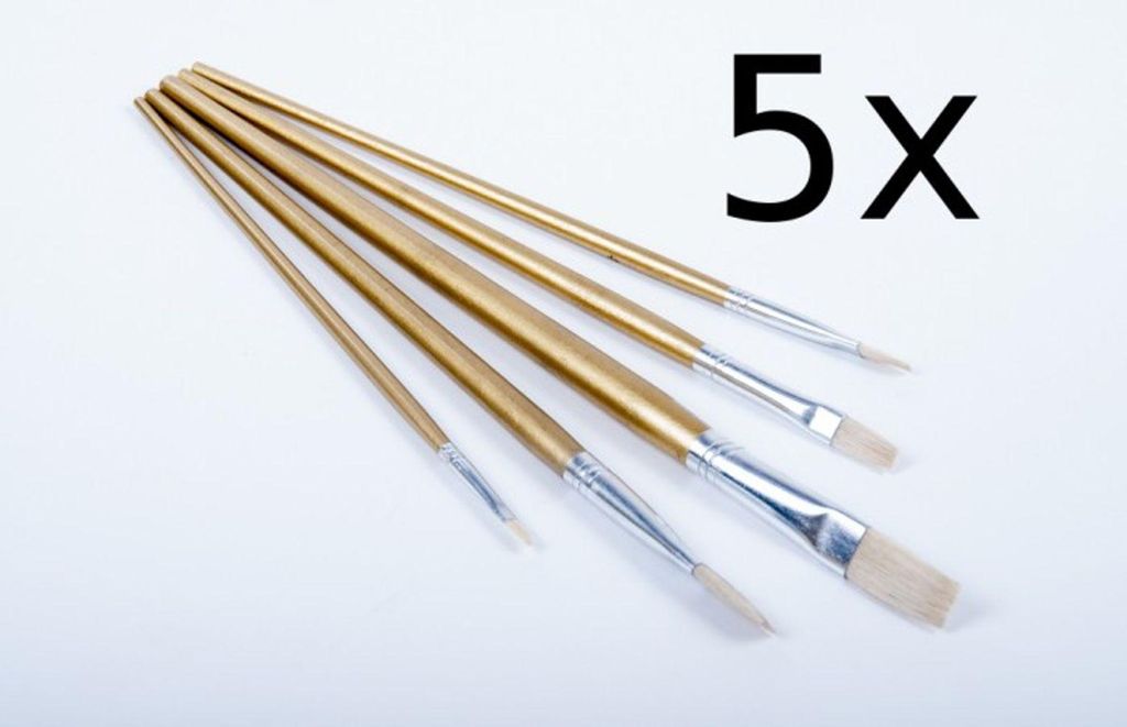 5x Pinselset 5-tlg flach Flachpinsel Künstlerpinsel Produktbild 