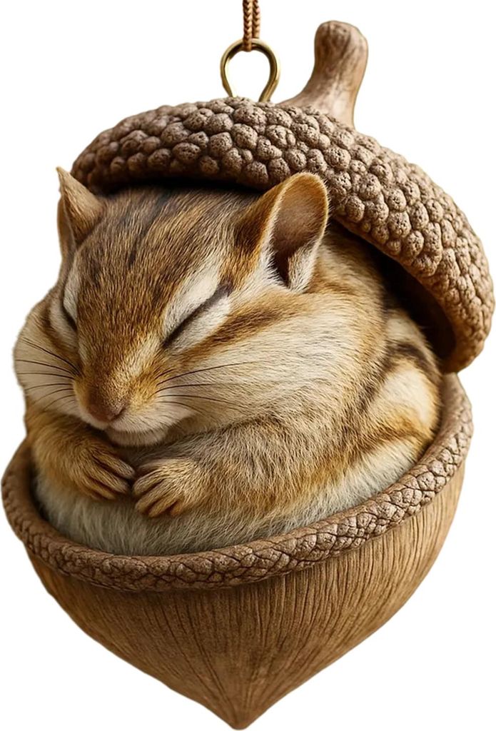 Waldtier-Eichel-Ornamente, gemütliche Tannenzapfen-Tier-Weihnachtsornamente, 2D-Acryl-Waldtier-Hängeornamente für Naturliebhaber