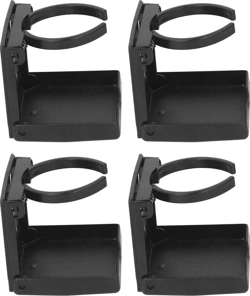 Porte-Gobelet Pliable Réglable Noir : Lot de 4 Supports Muraux Universels