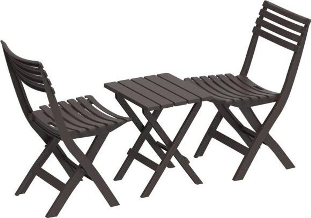 DURAMAX Skladací Plastový Balkónový Nábytok 2+1 Hnedý Obrázok produktu 