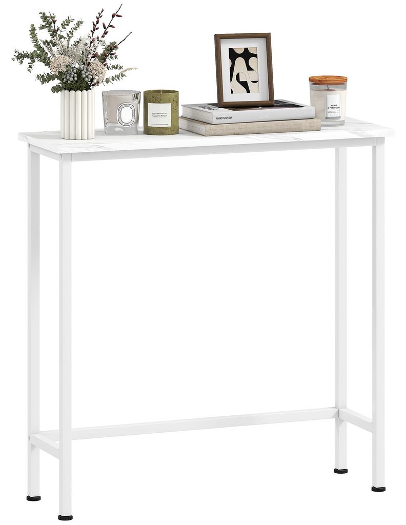 Konsolentisch Flurtisch mit verstellbar Fu?pads. Kippschutz 75 x 24 x 76 cm fš¹r Kleinen Raum Wei?