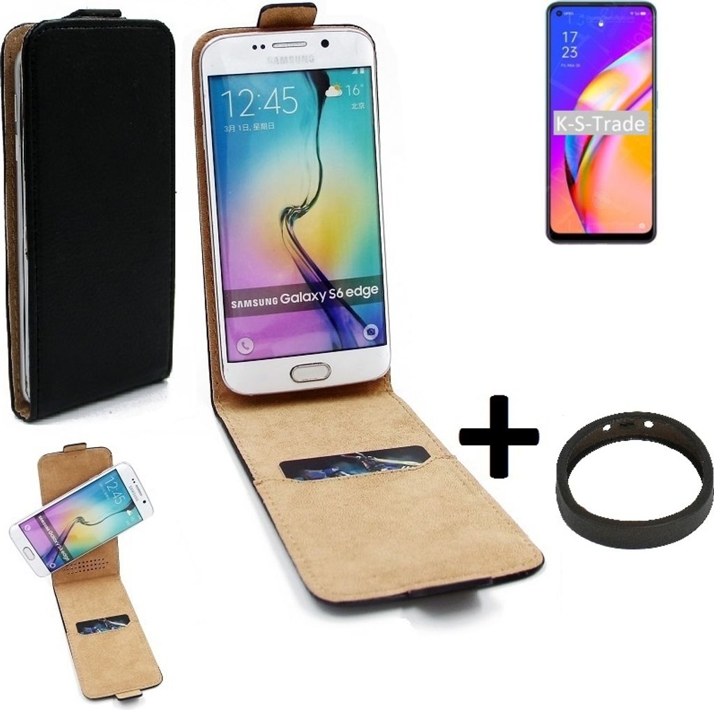 K-S-Trade TOP SET Handy-Hülle kompatibel mit Oppo A94 5G 360° Flipstyle Schutz-Hülle Smartphone Tasche schwarz + TPU Bumper, Case Hülle Flip cover