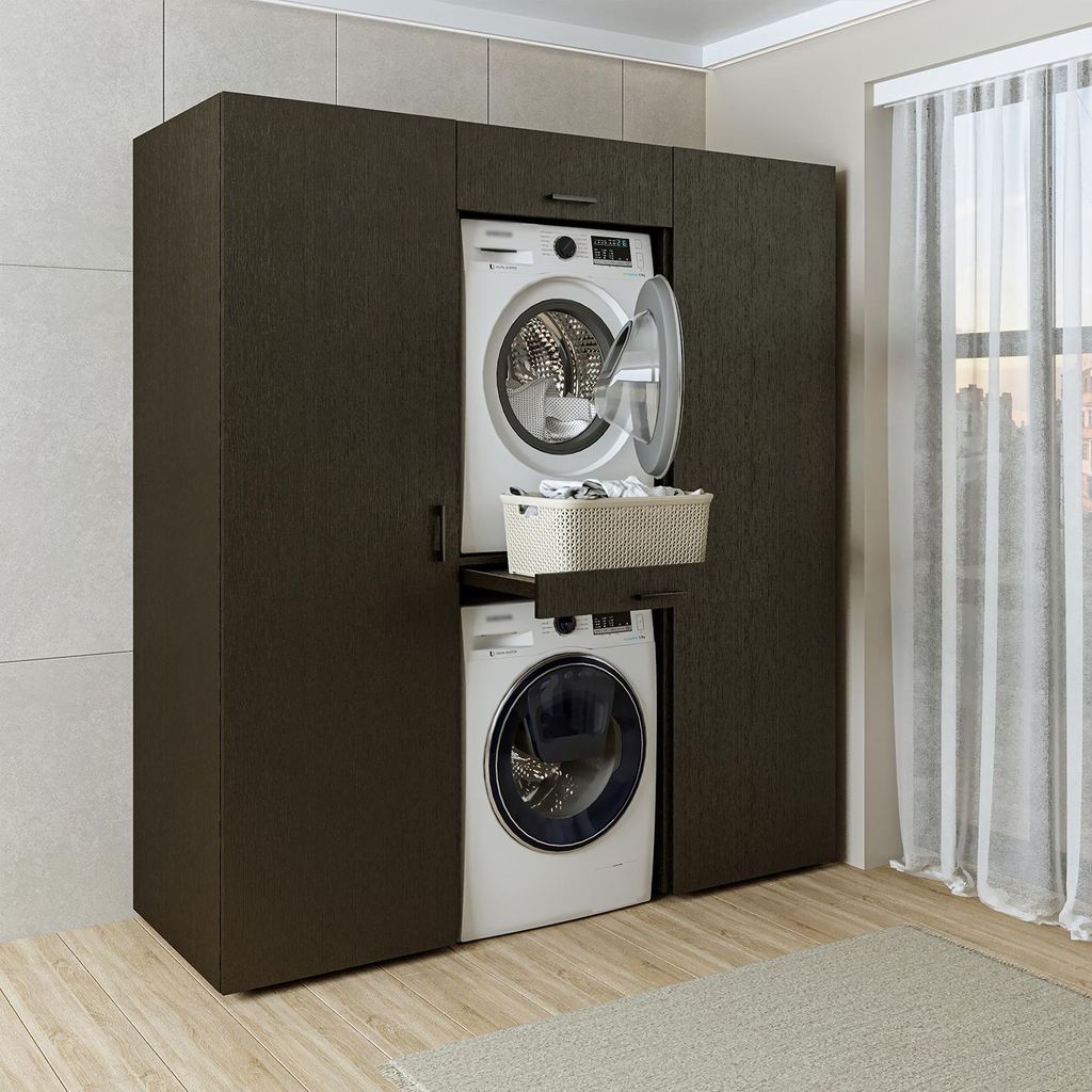 Roomart DUO Schrankwand 187 cm breit, Schwarz-Eiche