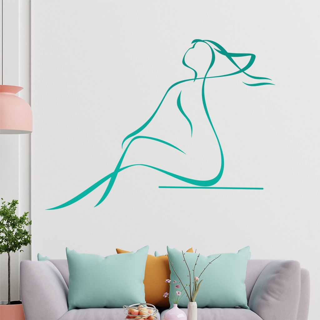 Frau sitzend Wandtattoo in 6 Größen - Wandaufkleber Wall Sticker - Dekoration, Küche, Wohnzimmer, Schlafzimmer, Badezimmer