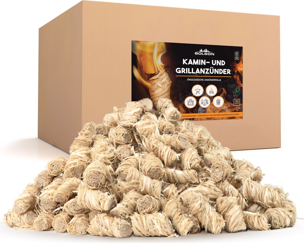 Bolson Anzünder 10 kg - Kaminanzünder aus Holzwolle & Wachs Produktbild 