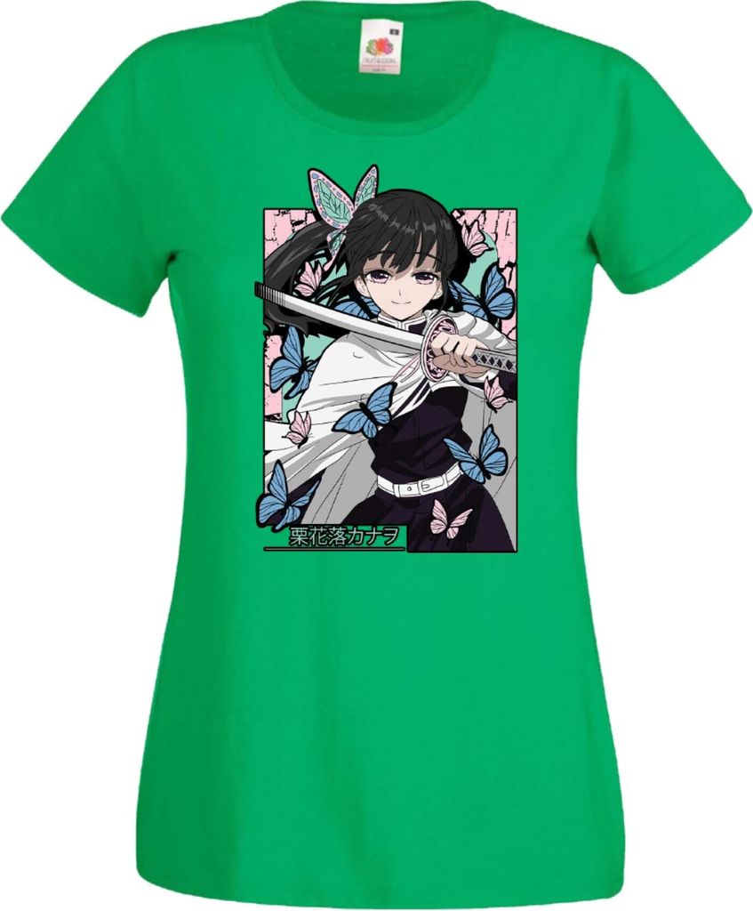 Damen T-Shirt Anime Manga Demon Anime Slayer Kanao Tsuyuri 01 Kanao, Lady XS / Grün