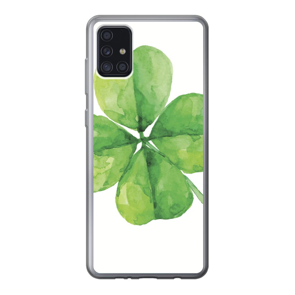 MuchoWow Handyhülle Schutzhülle Hülle für Samsung Galaxy A52 5G Vierblättriger Klee - Aquarell - Pflanze Silikon Softcase Handy Hülle - Ums...