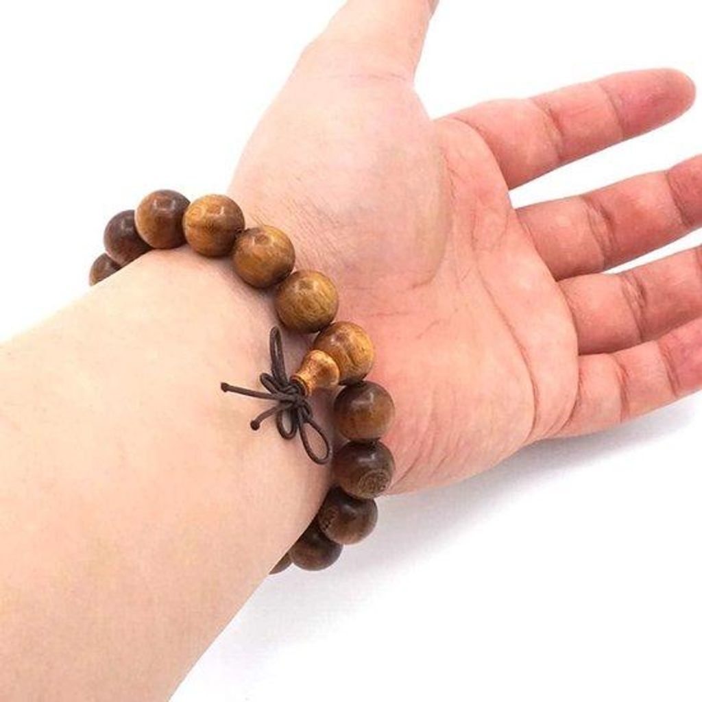 Holz Meditation Armband 25cm elastisch 12mm Perlen