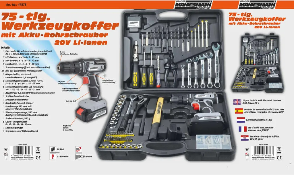 Réparer tout à la maison avec le coffret outils 75 pièces et perceuse 20V