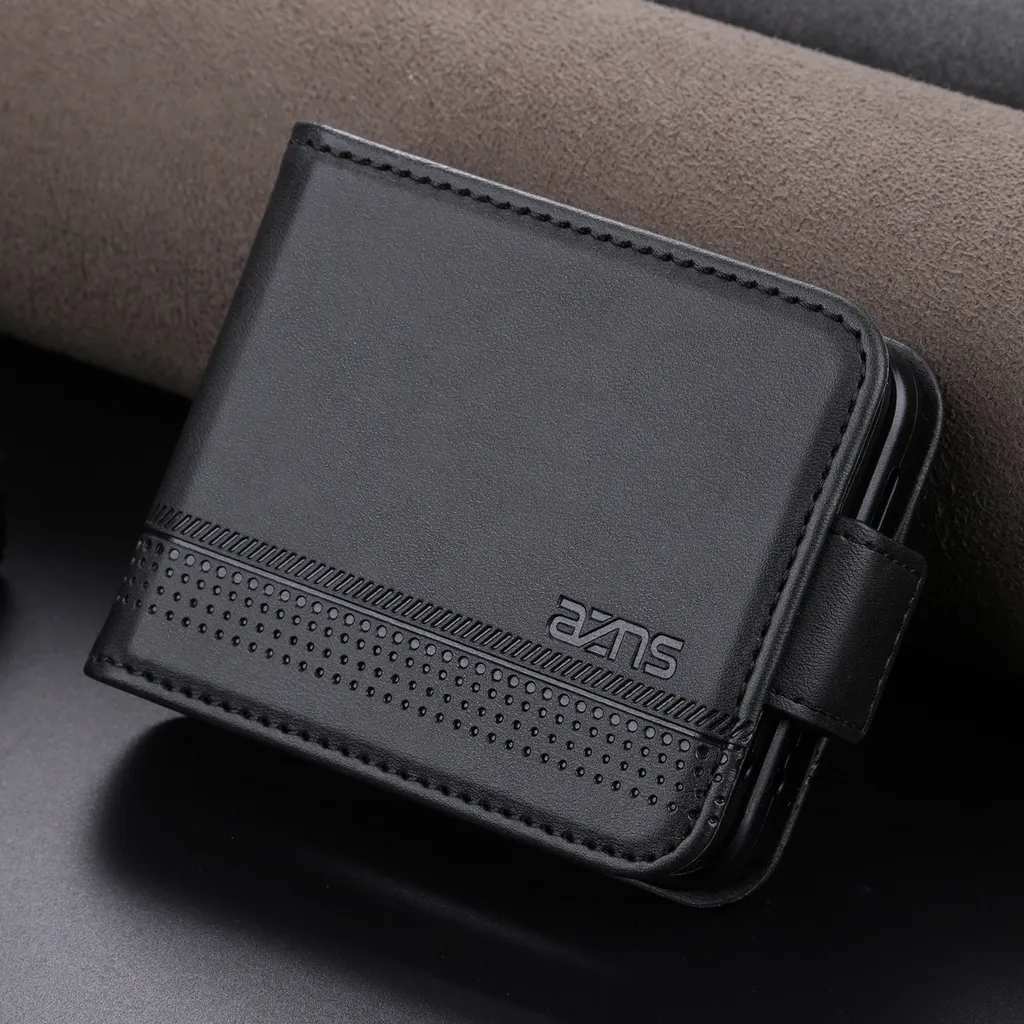Custodia Portafoglio In Pelle PU Con Righe Per Unihertz Tank 3S – Chiusura Magnetica, Slot Carte E Supporto, Colore Nero - 5
