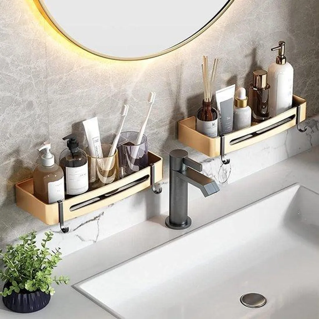 Panier de douche mural de 32 cm, rangement de salle de bain gris anthracite