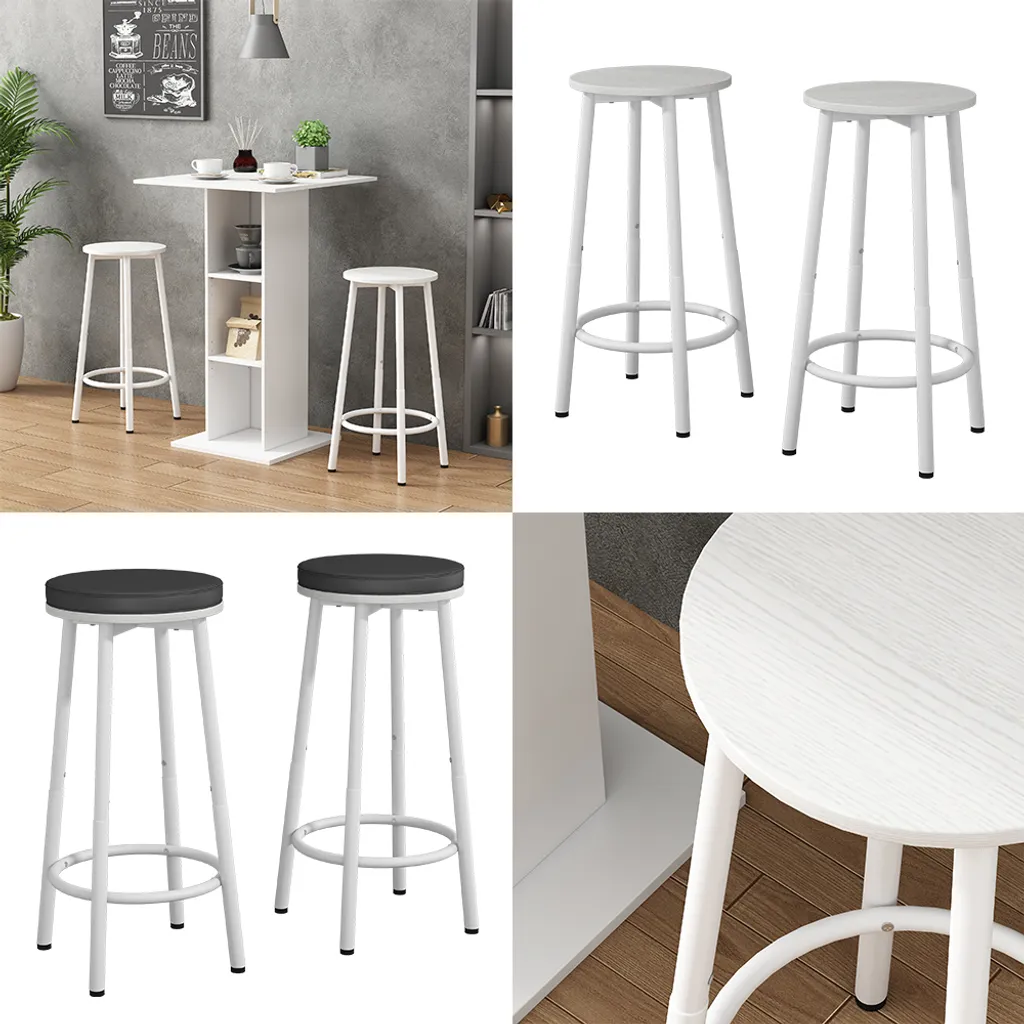Tabouret de bar blanc compact 64cm Vicco Edmonton - Solution gain de place