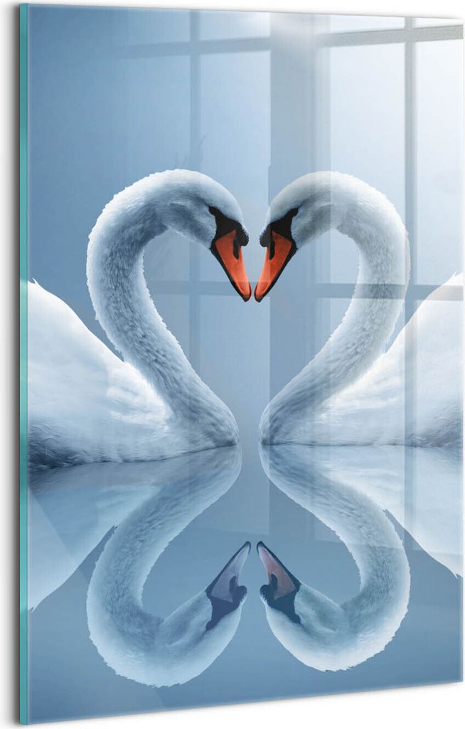 Designer Glasbild - Wandbild - Glas Bild - 20x30 cm - Schwäne