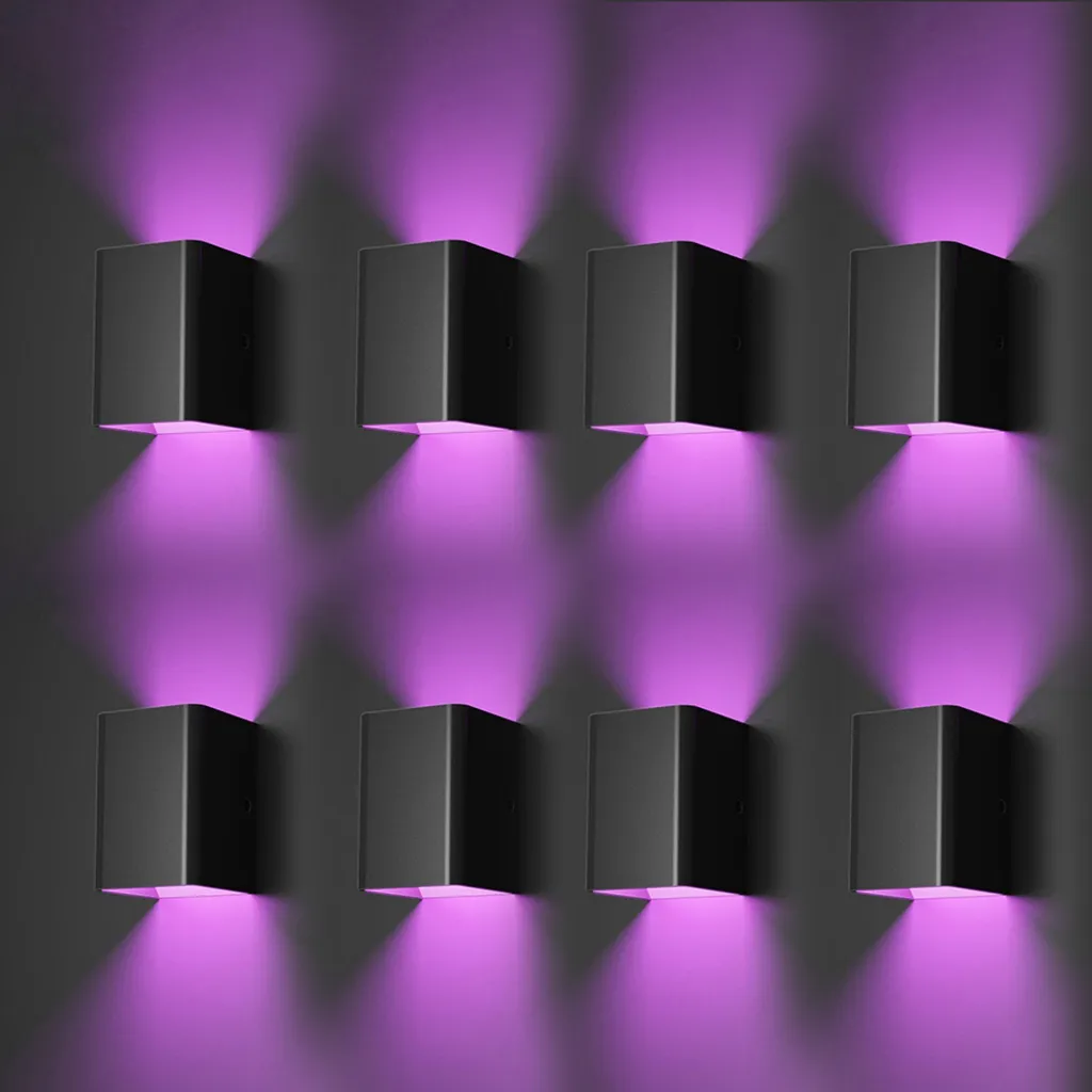 Lot de 8 Appliques Murales LED RGB avec Télécommande pour Salon et Bureau