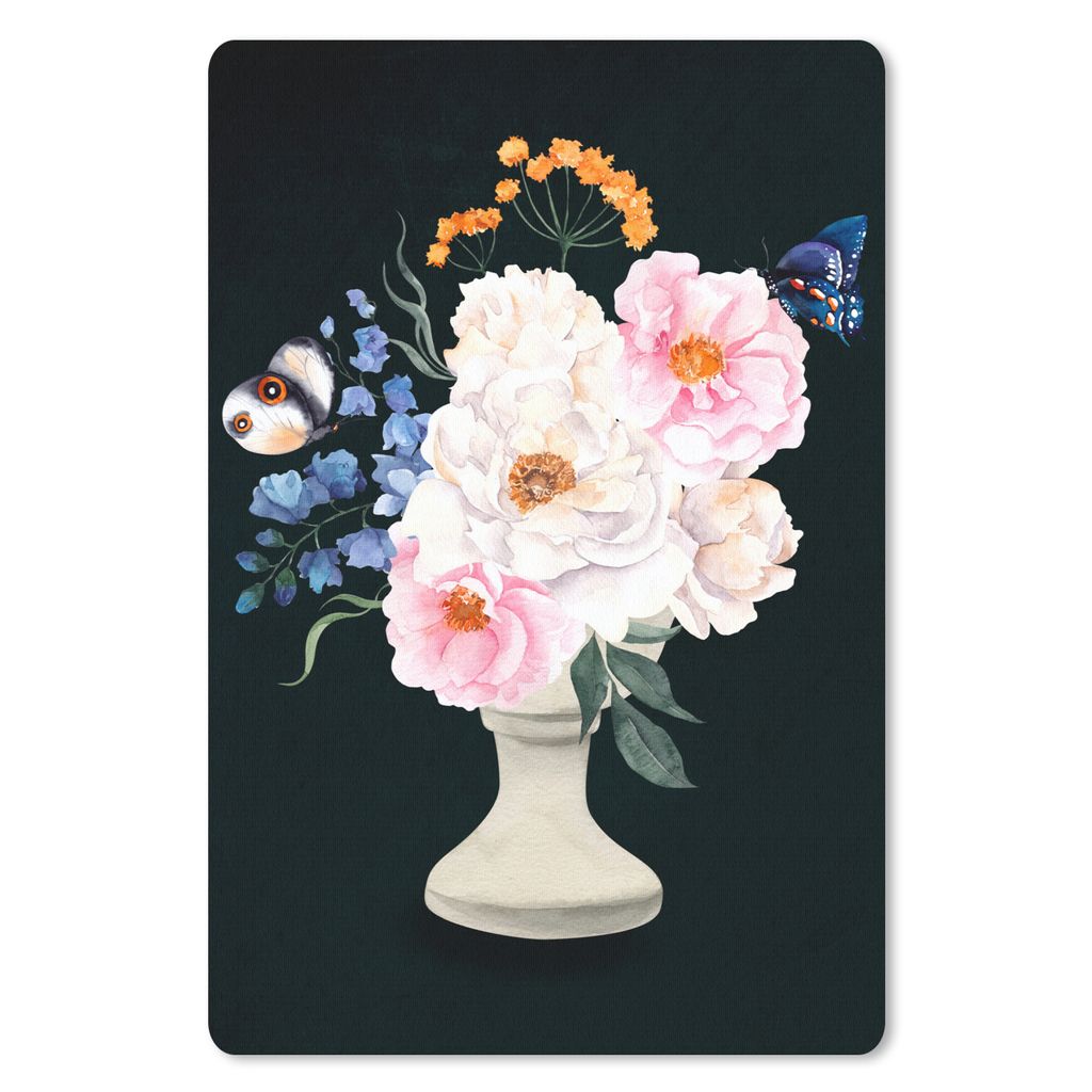MuchoWow Mauspad Mousepad Aquarell - Stillleben - Schmetterlinge 40x60 cm - Mousepads - Maus Mat - Pad - Mausunterlage - Schreibtisch Accesoire